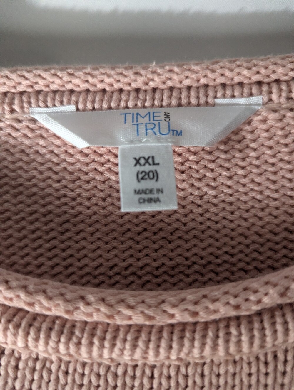 Time and Tru Blush Pink Crew Neck Knit Sweater